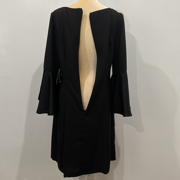 Adrianna Papell Crepe-Back Satin with Ruffle Sleeve Dress Size 8 - Picture 10 of 16